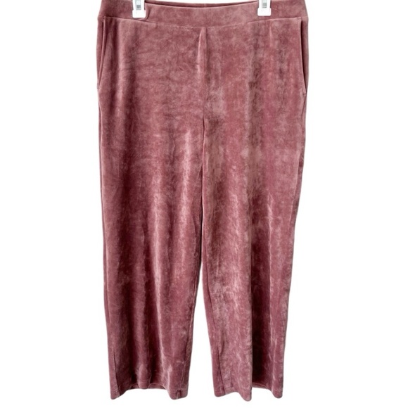 J. Jill Pants Women's Medium Velour Crushed Velvet Blush Pink Rose Cozy Lounge - Picture 1 of 8